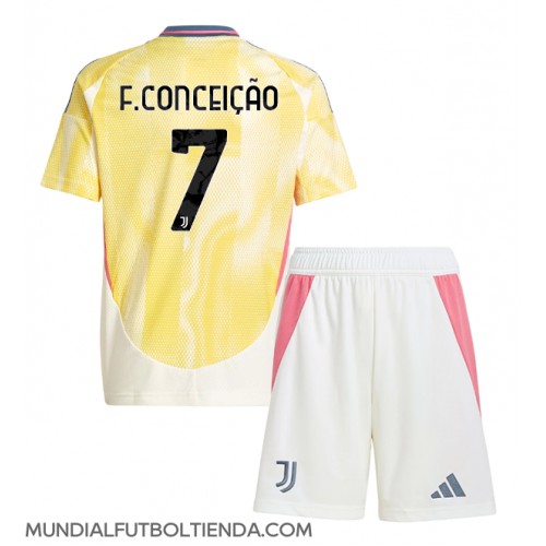 Camiseta Juventus Francisco Conceicao #7 Segunda Equipación Replica 2024-25 para niños mangas cortas (+ Pantalones cortos)